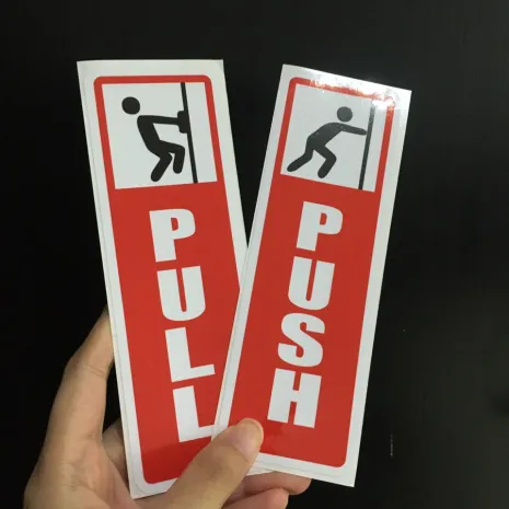 Decorative Sticker push pull  sing push pull